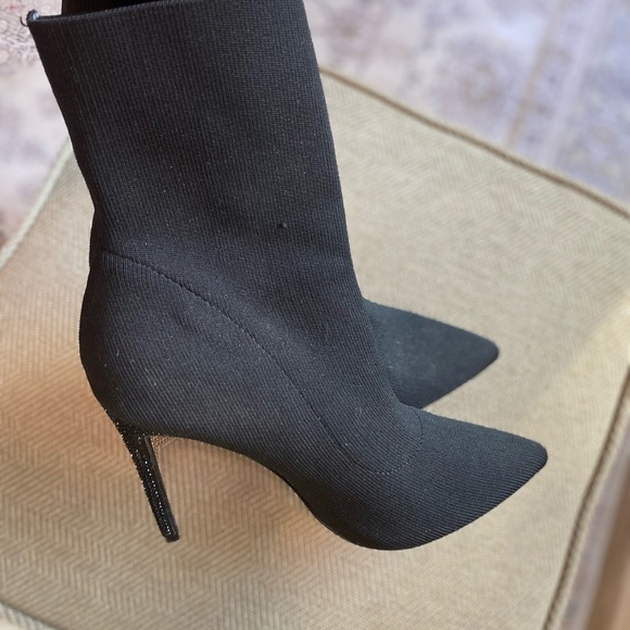 Fashion Nova LaYne women’s black stretch pull on boots size 8.5 - Picture 2 of 10